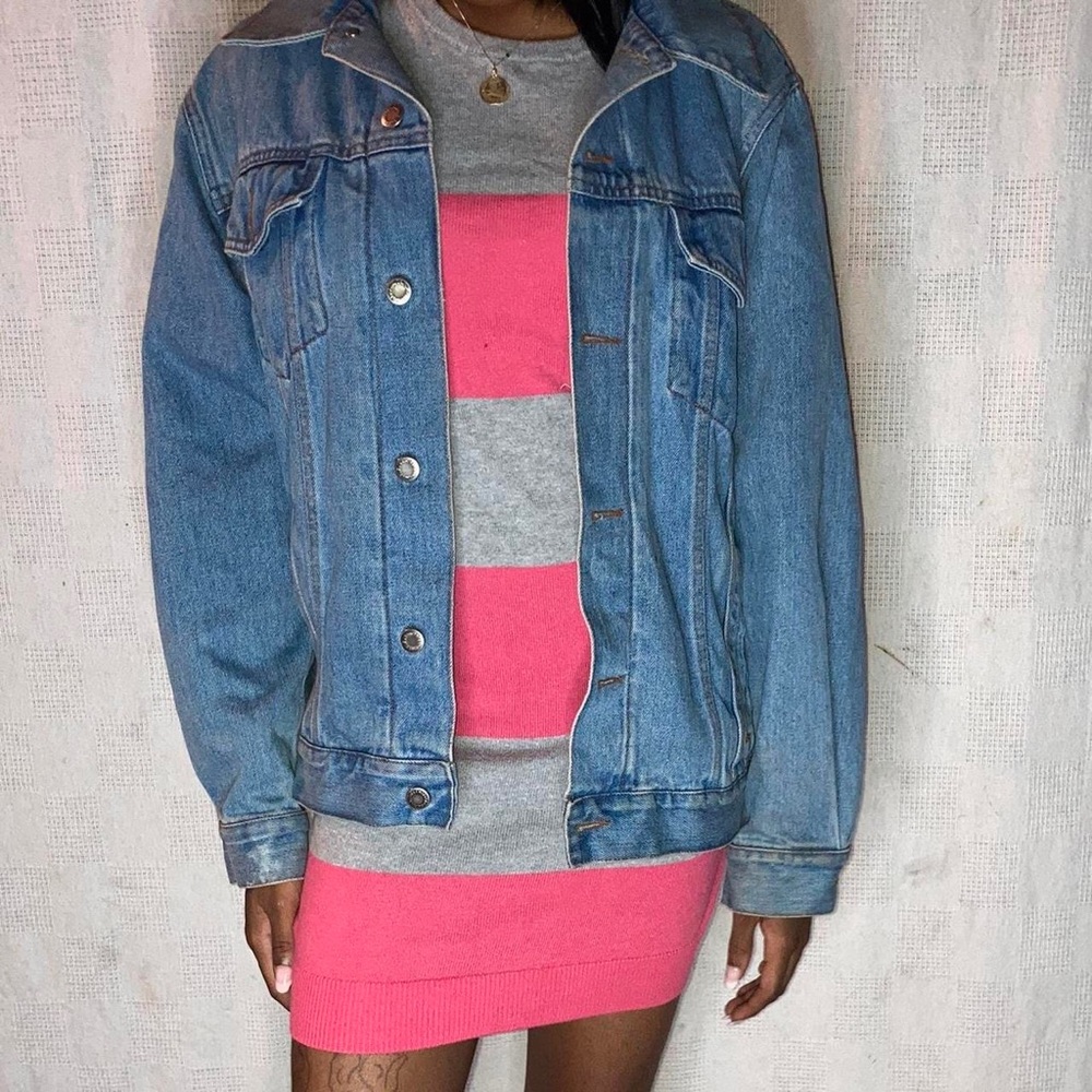 GAP Pink and Gray Striped Sweater Dress
